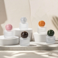 Flacon pulvérisateur de parfum cylindrique en verre givré personnalisé et unique, avec couvercle sphérique en résine, 30ml 50ml 100ml, boîte d'emballage étanche