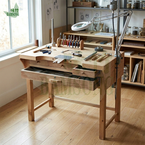 Table d'atelier <span class=keywords><strong>en</strong></span> bois massif personnalisable avec tiroirs de rangement, table de travail pour les espaces de bureaux, les maisons et les ateliers - Product Image 4