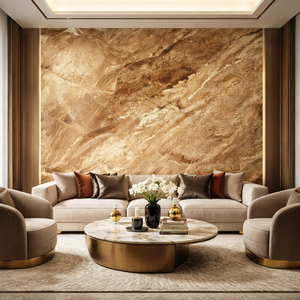 หินอ่อนเผา YDSTONE รุ่นโมเดิร์นลักชัวรี่ สีน้ำตาลแอนเดียน แผ่นใหญ่ขนาด 3200x1600 มม. สำหรับปูพื้นผนังภายในบ้านและเคาน์เตอร์ครัว - Product Image 3