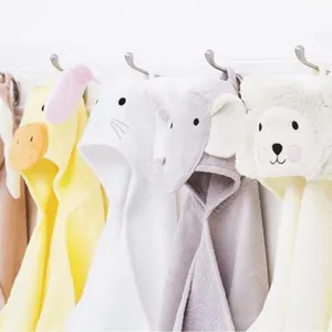 Toalha de algodão de bambu orgânico personalizada, animais de bebê com capuz toalha macia do capuz