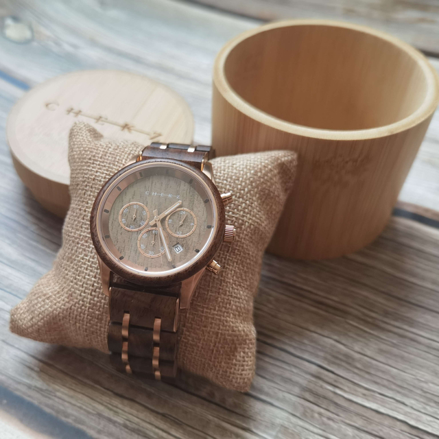 2021 New Design Luxury Wooden Watches Bamboo Men Wrist Custom Logo Low MOQ Chronograph Quartz Stainless Steel Wood Watch