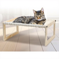 Lit pour chat en bois avec hamac amovible, lavable et respirant, maison pour chats et chiens, endroit de repos frais pour toutes les saisons, utilisation en intérieur