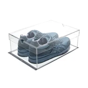Factory Custom Made Clear Acrylic Shoes Display Box Modern Design Lucite Shoes Storage Organizer