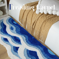 Tapis irrégulier personnalisé Blue Sea Wave Tapis de bain Tapis de sol pour enfants Tapis tufté à la main personnalisé
