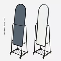 Miroir sur pied mobile pleine longueur en fer forgé, moderne et simple, pour essayage et présentation en magasin de vêtements - Vente en gros usine