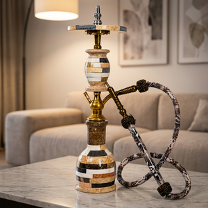 Chicha Farida Giant Marble Luxury avec design moderne en laiton massif - Ensemble complet pour fumer la chicha - Product Image 6