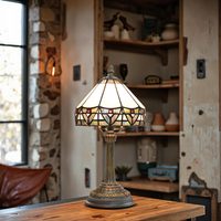   Lampe de bureau en verre teinté, design rétro blanc style ferme, dôme E26 en résine, éclairage de chevet personnalisé pour chambre à coucher, LED à intensité variable