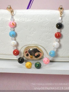 ลูกปัดโซ่เรซินสี<span class=keywords><strong>ทอง</strong></span>ลูกปัดกระเป๋าถือหินห่วงโซ่โทรศัพท์มือถือแขนสั้น DIY เครื่องประดับเครื่องประดับกระเป๋าอุปกรณ์เสริมสายคล้อง - Product Image 2