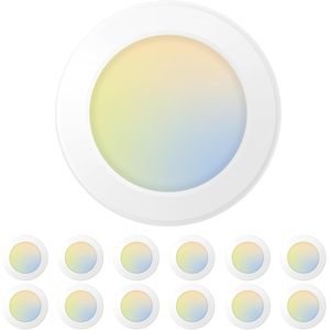 Amico Lot de 12 Plafonniers LED Disques 5/6 Pouces Dimmables encastrés en Aluminium et Polycarbonate 5cct Proches du Plafond - Product Image 1