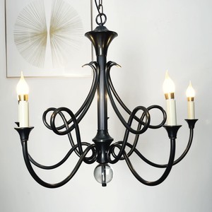 Lámpara de araña estilo francés para villa, candelabro europeo sencillo para sala de estar y comedor, lámpara de cobre estilo americano retro - Product Image 1