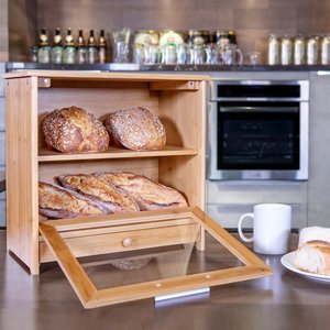Boîte à pain <span class=keywords><strong>français</strong></span> multifonctionnelle en bambou et pin, personnalisable, avec tiroir, pour une conservation de la fraîcheur de haute qualité, vente en gros - Product Image 2