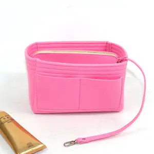 New Women's Portable Large-capacity Cosmetics And Skin Care Product Storage Bag Cute Inner Liner Bag Felt Cosmetic Bag