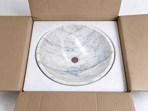 Modern <b>Marble</b> Natural Stone Round Bathroom cararra <b>marble</b> Sink Countertop Lavatory Basin with <b>Polished</b> Finish Eco-Friendly for H - Product Image 5