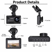 Caméra de tableau de bord 4K à 2 objectifs, vision nocturne Starvis 2, enregistrement en boucle, écran IPS, grand angle 160-170°, ventouse adhésive 3M