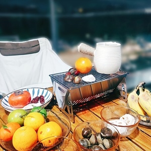 Estufa Portátil Plegable <span class=keywords><strong>de</strong></span> Acero Inoxidable Pulido para Exteriores, con Parrilla <span class=keywords><strong>de</strong></span> 16x13cm, para Acampar y Asar a la Parrilla - Product Image 2