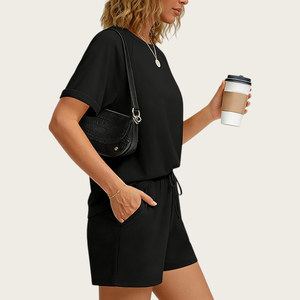 ชุดเซ็ต 2 ชิ้น สไตล์ใหม่ เสื้อยืดแขนสั้น + กางเกงขาสั้น ชุดลำลองใส่เล่นกีฬากลางแจ้งหรือใส่บ้าน - Product Image 2