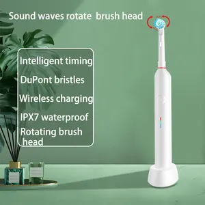 Meilleure vente Brosse à dents électrique intelligente Brosse à dents électrique sonique rotative et rechargeable pour adultes avec étui de voyage