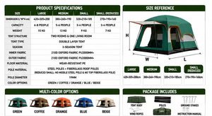 Tenda da Campeggio di Lusso a 3 Stanze, Impermeabile, per Viaggi Familiari con Più Persone - Product Image 5