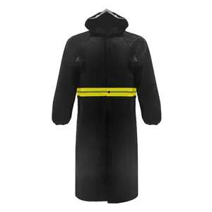 Hooded Safety Long Rain Poncho Jacket Classic Raincoat Waterproof Hi Vis Reflective Long Raincoat Jacket