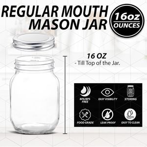 Mason <b>Jars</b> With Lid Wholesale Price Food Grade Available Different Sizes LFGB Food Clear Glass Kitchen Carton Minimalist - Product Image 3