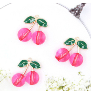 Ciondoli di ciliegia smaltati alla moda ciondoli di ciliegia di cristallo di frutta ciondolano per orecchini creazione di gioielli <span class=keywords><strong>D</strong></span> I <span class=keywords><strong>Y</strong></span> 23*28 MM - Product Image 3