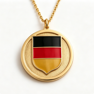 Médaille en alliage de zinc plaqué or avec design de drapeau allemand en émail, pendentif circulaire souvenir - Product Image 6
