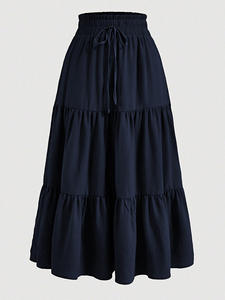 बोहेमियन-लाइन टीदार ठोस रंग मिडी स्कर्ट | महिलाओं के लिए फ्लोवी लेटेड स्विरेल स्कर्ट. निर्यात गुणवत्ता थोक ग्रीष्मकालीन स्कर्ट - Product Image 3