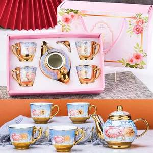 Juego de té de cerámica de estilo europeo para mujer, tazas pequeñas de café y Espresso de 4 onzas, juego de tetera y taza de flores, nuevos cuencos Matcha surtidos - Product Image 2