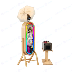 Machine à photomaton rétro vintage classique en bois avec écran tactile de 21,5 pouces, miroir <span class=keywords><strong>photo</strong></span>, photomaton magique en bois pour événements - Product Image 1