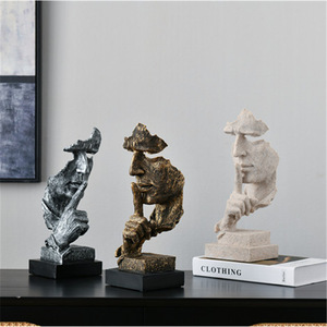Sculpture en résine abstraite Qi Hang, homme à moitié visage, ornement artistique, décoration d'intérieur - Product Image 2