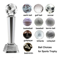 Diseño clásico Pilar forma cristal deportes conjunto fútbol Golf fútbol baloncesto Cricketer trofeo vidrio trofeos premios personalizados