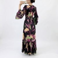 Nouvelle Robe Décontractée Femme Printemps-Été 2026 Coupe Ample Imprimé Floral Manches Plissées à Pétales Grande Taille Plissée Miyake
