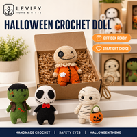 Poupée squelette Amigurumi au crochet faite main pour Halloween, avec yeux de sécurité, jouet en peluche, cadeau, vente en gros, décoration intérieure pour la maison et le bureau
