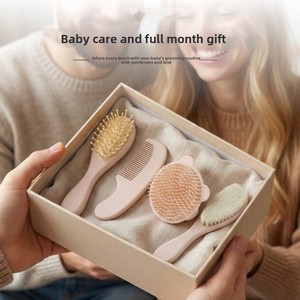 Set de Baño para Bebé: Champú, Cojín de Madera de Haya Suave, Peine de Masaje, Cepillo de Silicona con <span class=keywords><strong>Dientes</strong></span> Finos, Cepillo Pequeño con Bolsa de Aire - Product Image 4