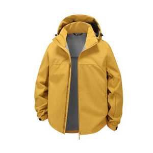 Chaqueta con Capucha Amarilla para Hombre, Cortavientos, de Una Sola Capa, para Uso Casual al Aire Libre, con Opción de Logotipo Personalizado - Product Image 3