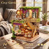 Kit de maison miniature DIY Minihaven, kit de maison de poupée miniature DIY, salon de thé Wisteria, jouet en bois
