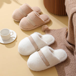 Pantoufles légères et douces personnalisées à marque privée, avec nœud en dentelle, antidérapantes, logo brodé, pour la maison, hiver et printemps - Product Image 1