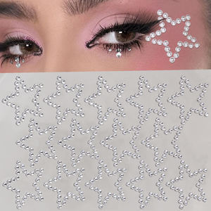 Pegatinas 3D de <span class=keywords><strong>cara</strong></span> de diamante de cristal, pegatina de gemas corporales <span class=keywords><strong>para</strong></span> ojos, DIY, Estrella Blanca, perla, diamantes de imitación, maquillaje, decoración facial - Product Image 1