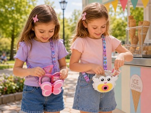 Ensemble de papeterie : Mini sac bandoulière en silicone en forme de crabe, mignon, étanche, pour tout-petits, avec pochette à monnaie réglable - Product Image 4