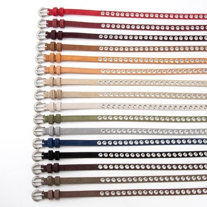 Thắt lưng nữ da bò thật da lộn nhiều lỗ thời trang mới về, khóa kim loại - Product Image 3