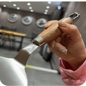 Spatule de cuisine professionnelle en acier inoxydable Syh259 pour barbecue et pizza, avec manche en bois – Nouveauté 2024 pour la maison et la cuisine (vente en gros) - Product Image 5