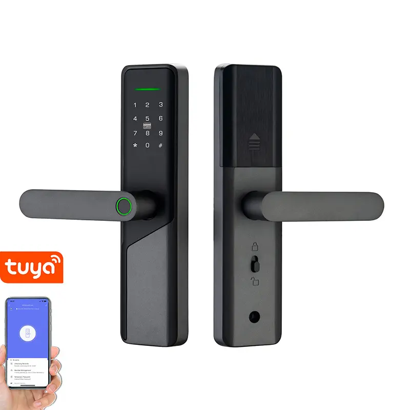 מוצר חדש טביעות אצבע ביומטרי Deadbolt חשמלי חכם כרטיס סיסמא מפתח נעילה דירה Tuya דלת מנעול חכם בית מערכת