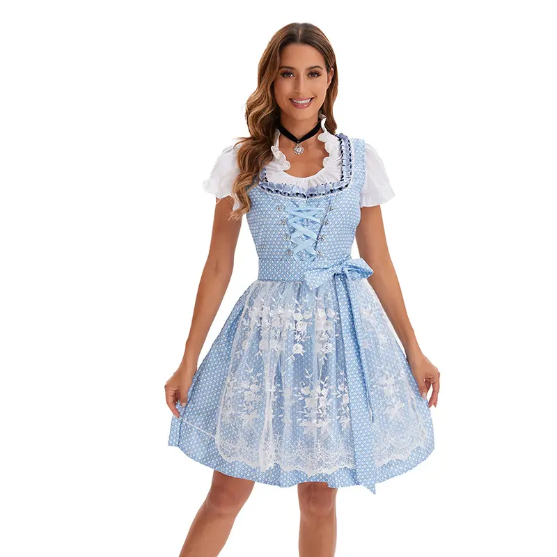 2024 Halloween Carnival Party Dress Oktoberfest Maid Costume Cosplay Pub Fancy Party Dress Skirt