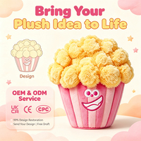Peluche personnalisée brodée, motif dessin animé mignon, thème collation, poupée en peluche rose, seau à popcorn doux