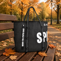 Sac fourre-tout classique en papier kraft lavable, avec poignée en corde tressée, grande capacité, sac de shopping recyclable