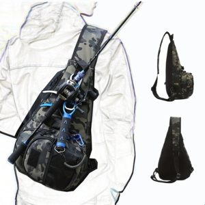 Bolsas de pesca multifuncionales de dos capas, paquete de eslinga, bolsa de hombro de pesca deportiva impermeable para exteriores, bolsa de pesca con mosca - Product Image 1