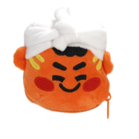 Dompet Koin Karakter Kartun Oranye Lucu, Kantong Penyimpanan Mini Ber-resleting, Tas Dompet Plush, Liontin