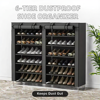 Étagère à chaussures en tissu pliable détachable à 6 niveaux anti-poussière 36 paires de bottes pliantes Show Placard Couverture d'armoire Organisateur de maison Stockage