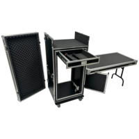 Flight case de rangement sur mesure de haute qualité pour mixeur DJ et amplificateur, avec rack 18U, tiroir 2U et mixeur 4U, doté de 3 portes et 4 roues