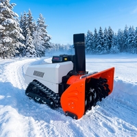 Déneigeuse télécommandée VOER sur chenilles, largeur 1000 mm, moteur essence 15 CV, pour le déneigement des propriétés municipales et des cours d'usine